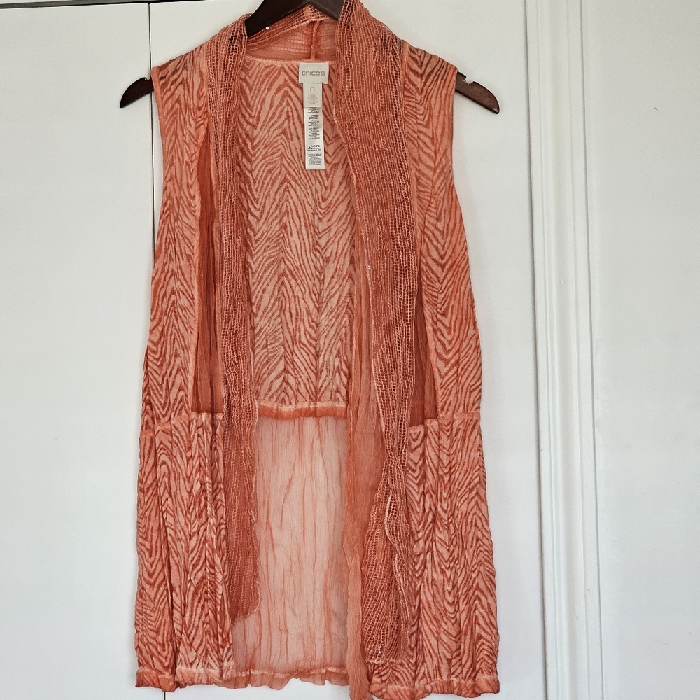 Chico's beautiful coral vest beach look. Chicos 0 = small